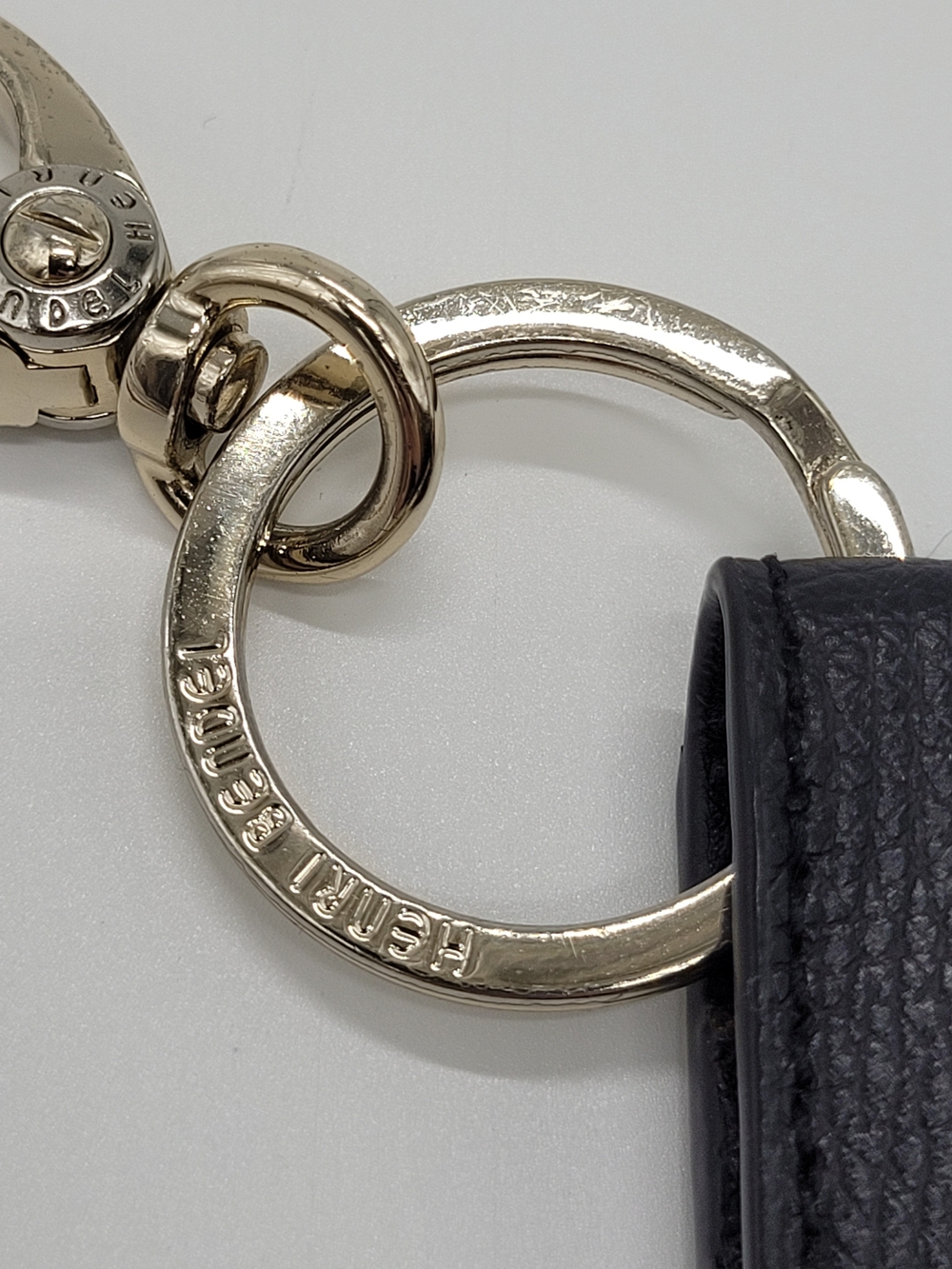 Henri Bendel W 57th Black Leather Card Holder Gold Hardware Slim Keychain Clip - Picture 3 of 12